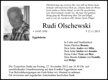 Anzeige von Rudi Olschewski von MGO