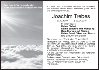 Anzeige von Joachim Trebes von MGO