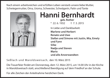 Anzeige von Hanni Bernhardt von MGO
