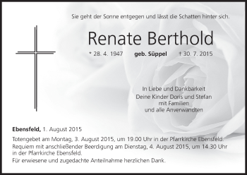 Anzeige von Renate Berthold von MGO