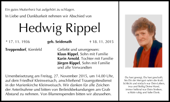 Anzeige von Hedwig Rippel von MGO