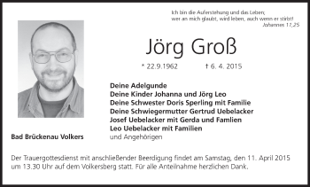 Anzeige von Jörg Groß von MGO