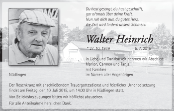 Anzeige von Walter Heinrich von MGO