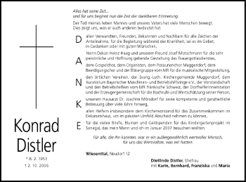 Anzeige von Konrad Distler von MGO