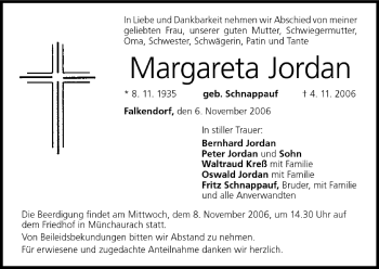 Anzeige von Margareta Jordan von MGO