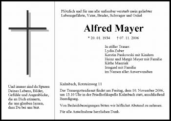 Anzeige von Alfred Mayer von MGO