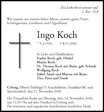 Anzeige von Ingo Koch von MGO