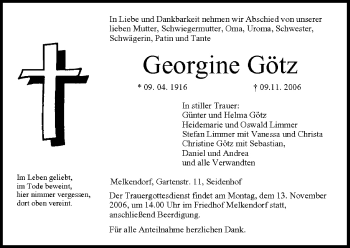 Anzeige von Georgine Götz von MGO