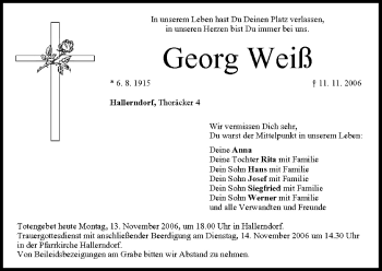 Anzeige von Georg Weiß von MGO