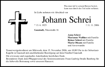Anzeige von Johann Schrei von MGO