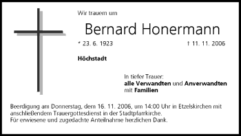 Anzeige von Bernard Honermann von MGO