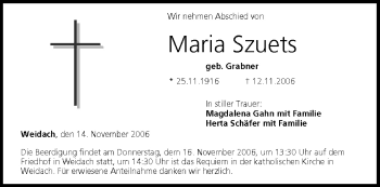 Anzeige von Maria Szuets von MGO