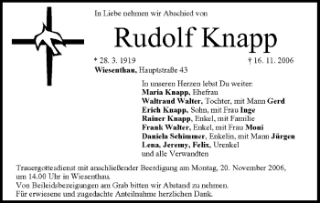 Anzeige von Rudolf Knapp von MGO