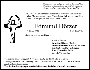 Anzeige von Edmund Dötzer von MGO