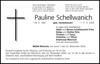 Anzeige von Pauline Schellwanich von MGO
