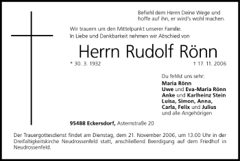 Anzeige von Rudolf Rönn von MGO