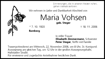 Anzeige von Maria Vohsen von MGO