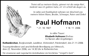 Anzeige von Paul Hofmann von MGO