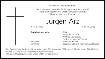 Anzeige von Jürgen Arz von MGO