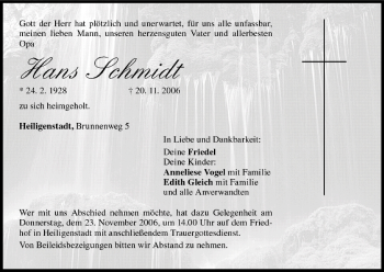 Anzeige von Hans Schmidt von MGO