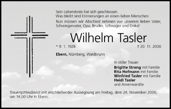 Anzeige von Wilhelm Tasler von MGO