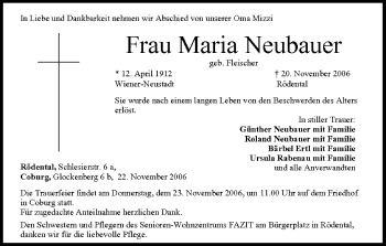 Anzeige von Maria Neubauer von MGO