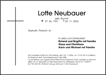 Anzeige von Lotte Neubauer von MGO