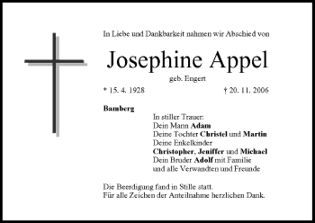 Anzeige von Josephine Appel von MGO