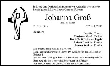 Anzeige von Johanna Groß von MGO