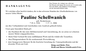 Anzeige von Pauline Schellwanich von MGO