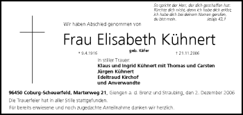 Anzeige von Elisabeth Kühnert von MGO