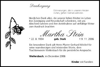 Anzeige von Martha Stein von MGO