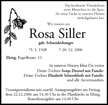 Anzeige von Rosa Siller von MGO