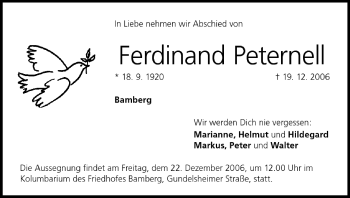 Anzeige von Ferdinand Peternell von MGO
