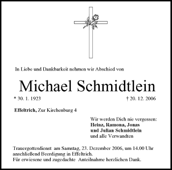 Anzeige von Michael Schmidtlein von MGO