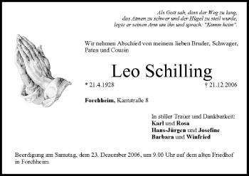 Anzeige von Leo Schilling von MGO