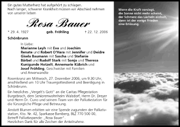 Anzeige von Rosa Bauer von MGO