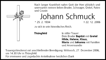 Anzeige von Johann Schmuck von MGO