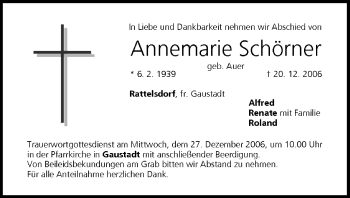 Anzeige von Annemarie Schörner von MGO