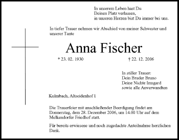 Anzeige von Anna Fischer von MGO