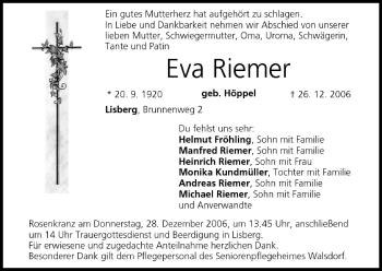 Anzeige von Eva Riemer von MGO
