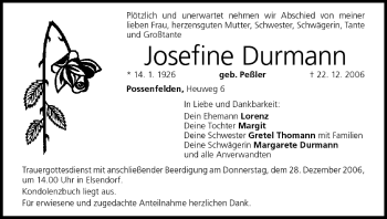 Anzeige von Josefine Durmann von MGO