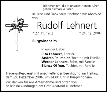 Anzeige von Rudolf Lehnert von MGO