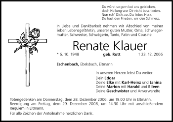Anzeige von Renate Klauer von MGO