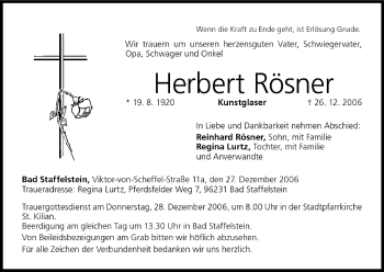 Anzeige von Herbert Rösner von MGO