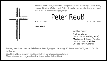 Anzeige von Peter Reuß von MGO