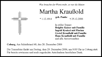 Anzeige von Martha Kraußold von MGO