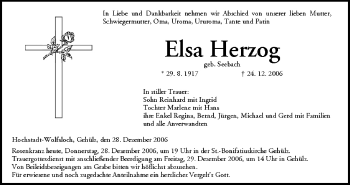 Anzeige von Elsa Herzog von MGO