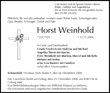 Anzeige von Horst Weinhold von MGO