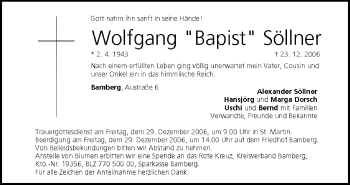 Anzeige von Wolfgang Söllner von MGO